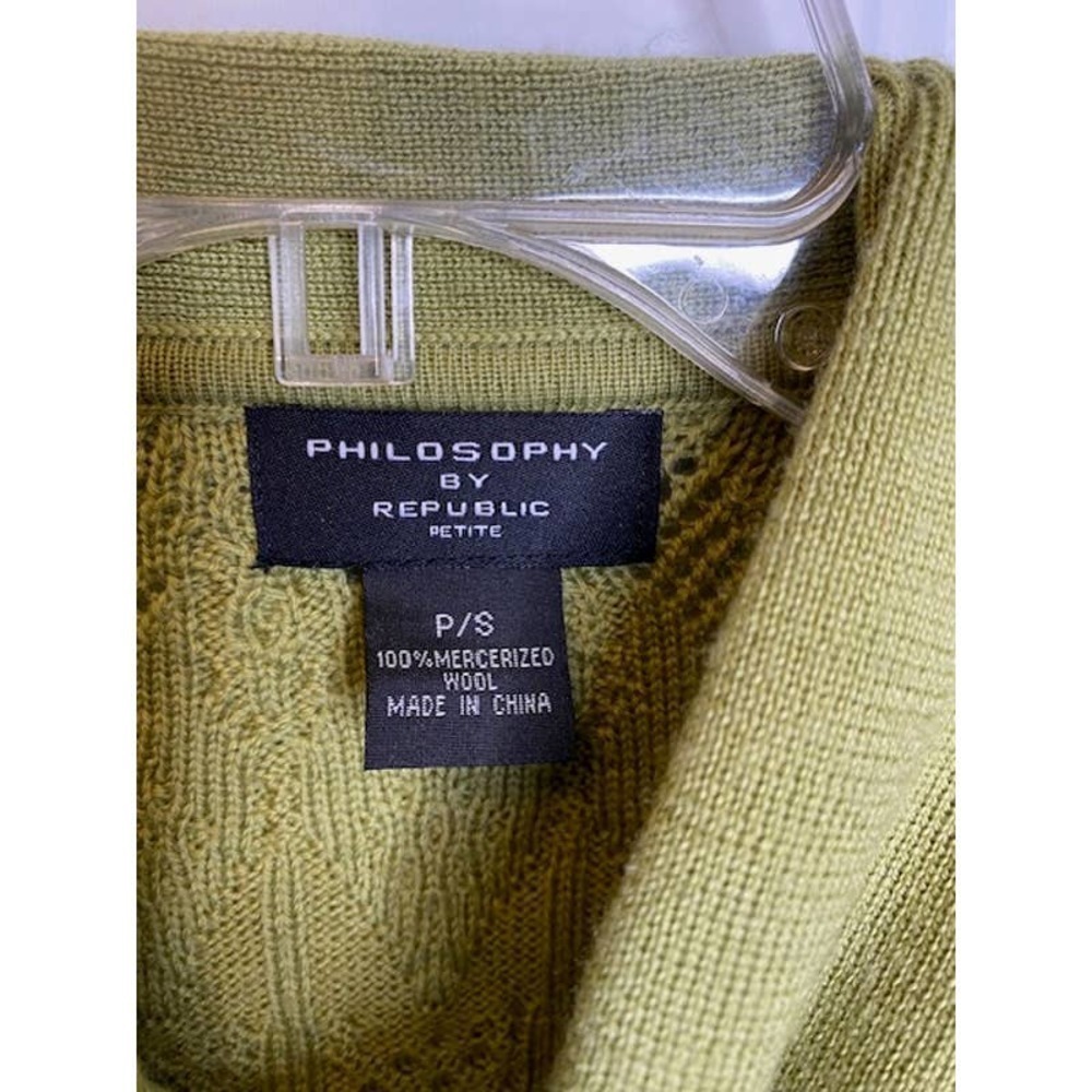 Philosophy Green Open Cardigan with Tie Sz Small/Petite - Picture 4 of 4